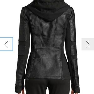 Blanc Noir Vegan Leather Hooded Moto Jacket